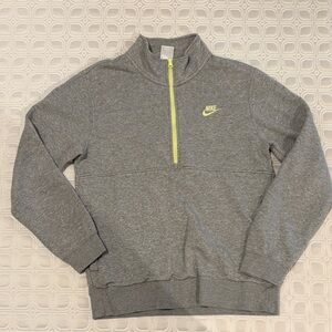 Nike Heather Gray Half-Zip Pullover with Lime Details